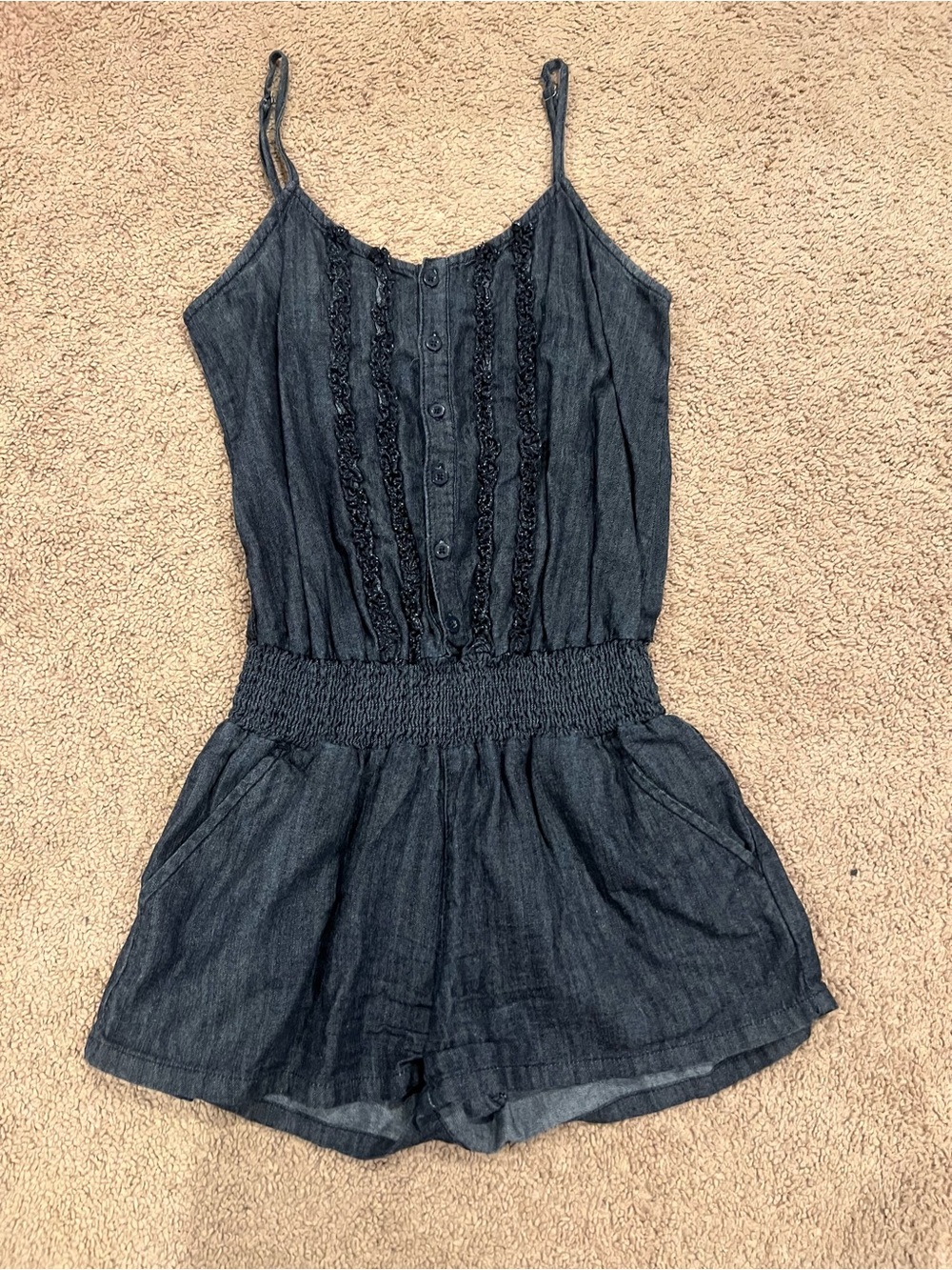 Mudd Dark Blue Denim Girls One-Piece Romper